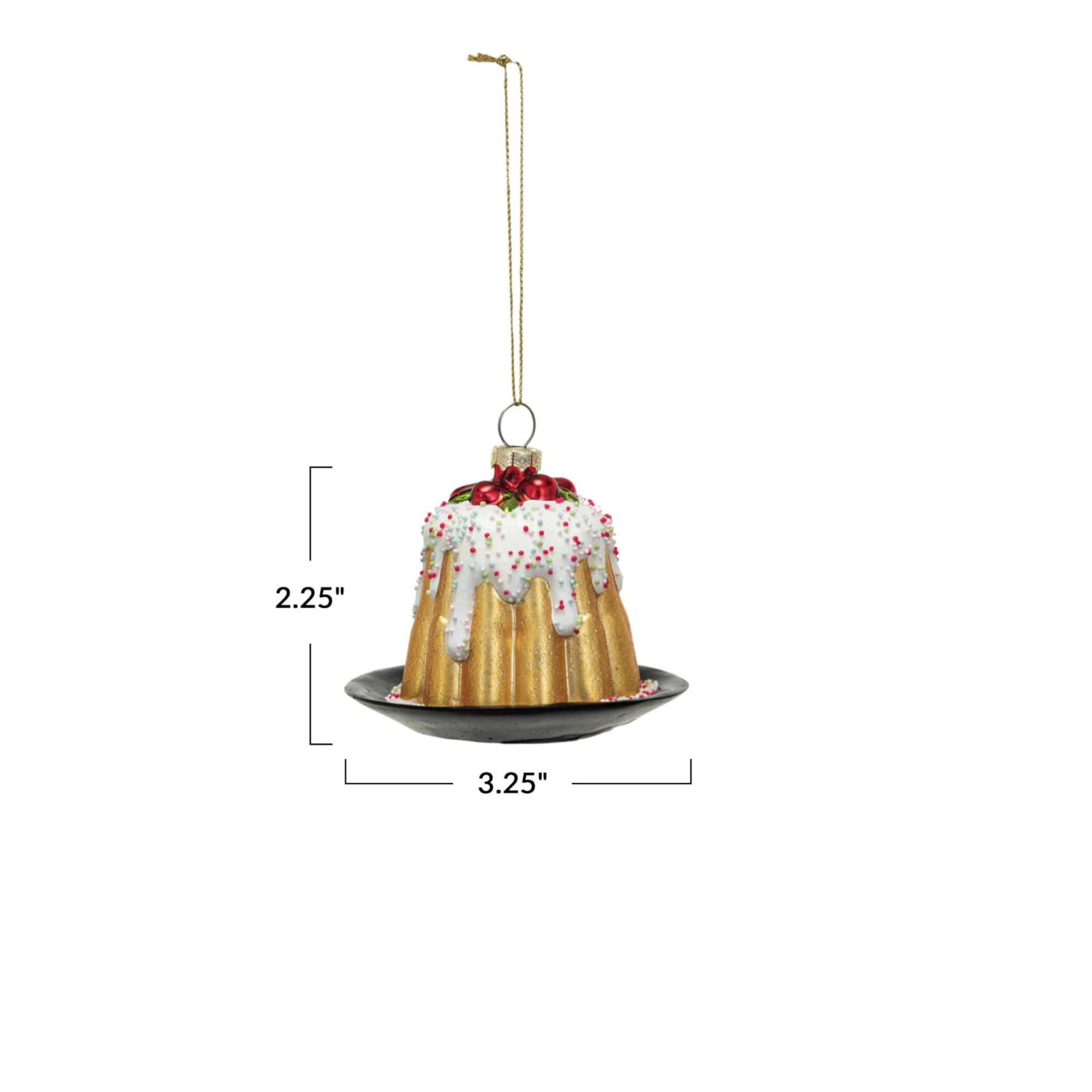 Hello Honey® 2.75" Glass Bundt Cake Ornament with Beads